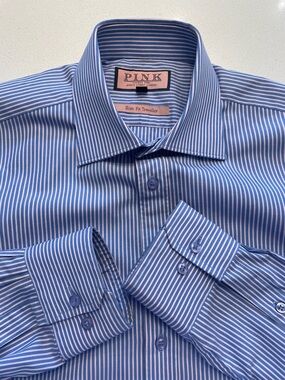 Thomas Pink - all cotton striped dress shirt Size 15.5” neck